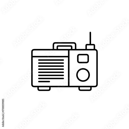 Vintage radio in line art style with simple design  