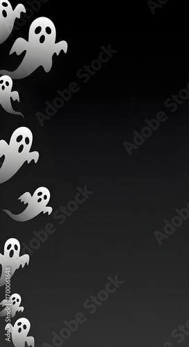 Spooky ghosts floating against a dark background create a fun Halloween backdrop for your next project