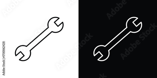 Wrench icon pictogram on White Background Editable Stroke.