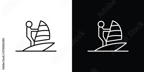 Windsurf icon pictogram on White Background Editable Stroke.