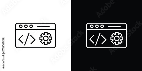 Web development icon pictogram on White Background Editable Stroke.