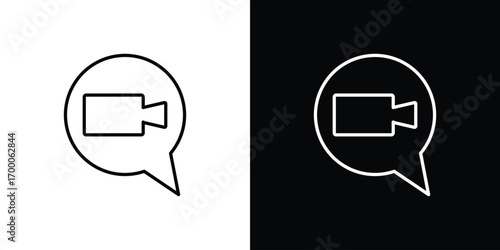 Video call icon pictogram on White Background Editable Stroke.