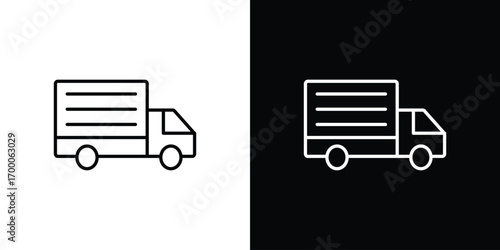 Truck icon pictogram on White Background Editable Stroke.