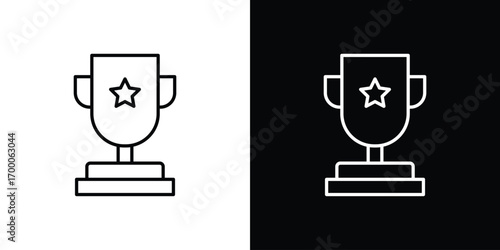 Trophy icon pictogram on White Background Editable Stroke.