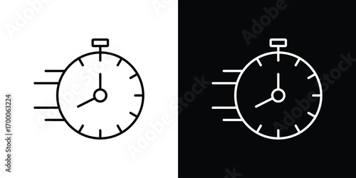 Time fast icon pictogram on White Background Editable Stroke.