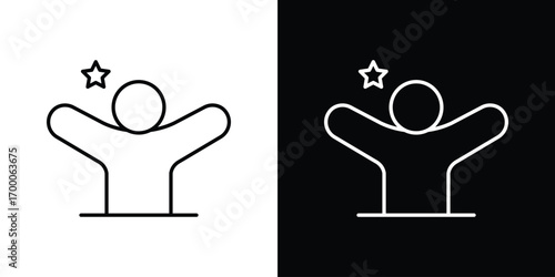 Success icon pictogram on White Background Editable Stroke.