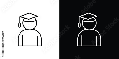 Student icon pictogram on White Background Editable Stroke.