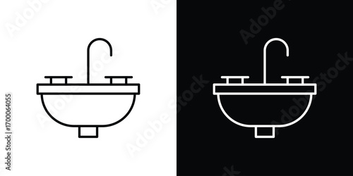 Sink icon pictogram on White Background Editable Stroke.