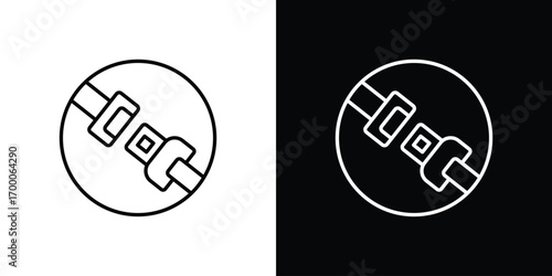 Seat Belt icon pictogram on White Background Editable Stroke.