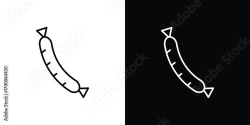 Sausage icon pictogram on White Background Editable Stroke.