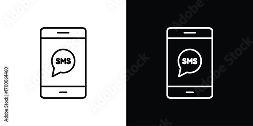 SMS icon pictogram on White Background Editable Stroke.