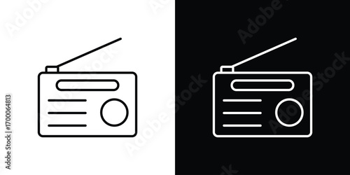 Radio icon pictogram on White Background Editable Stroke.