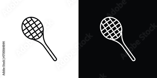 Racket icon pictogram on White Background Editable Stroke.