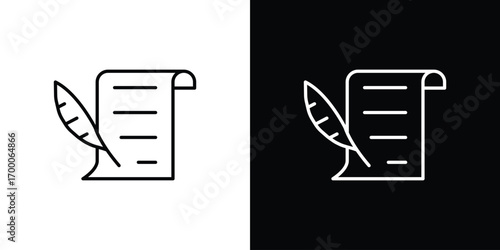 Quill icon pictogram on White Background Editable Stroke.