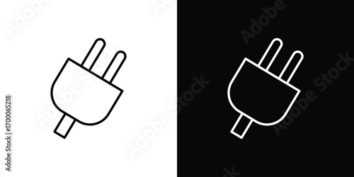 Plug icon pictogram on White Background Editable Stroke.