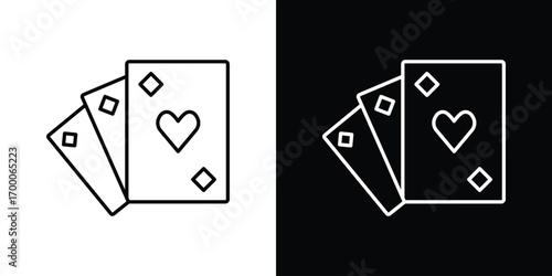 Playing cards icon pictogram on White Background Editable Stroke.