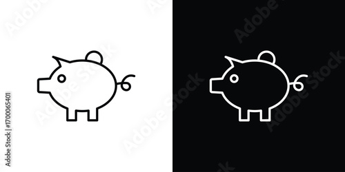 Piggy bank icon pictogram on White Background Editable Stroke.