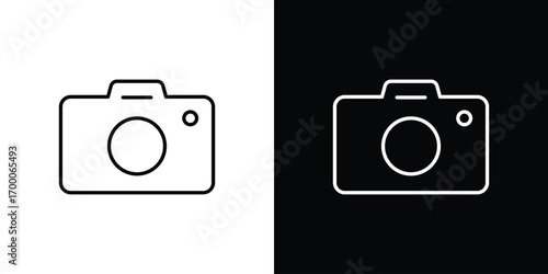 Photo Camera icon pictogram on White Background Editable Stroke.