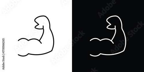 Muscle icon pictogram on White Background Editable Stroke.