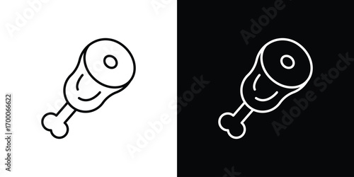 Meat icon pictogram on White Background Editable Stroke.