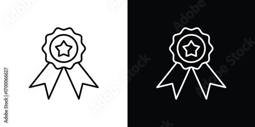 Medal icon pictogram on White Background Editable Stroke.
