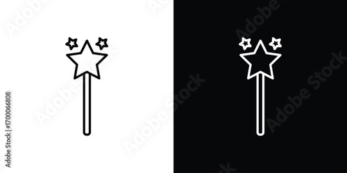 Magic wand icon pictogram on White Background Editable Stroke.
