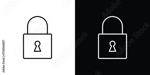 Lock icon pictogram on White Background Editable Stroke.