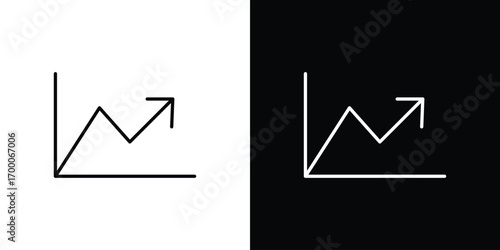 Line chart icon pictogram on White Background Editable Stroke.