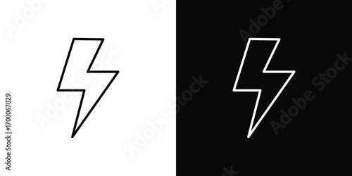 Lightning bolt icon pictogram on White Background Editable Stroke.