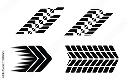 Racing Cars & Race Car Stripes Vector Set – Angled Checkered Patterns, Checkered Flag, Finish Line, Motorsport, Dynamic Lines, Racing Stripe Speed, Motocross Labels, Car Graphics, Vehicle Illustration