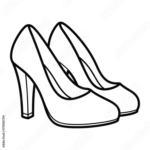 Fashionable footwear Outline of elegant high heel shoes 