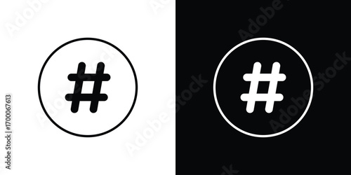 Hashtag icon pictogram on White Background Editable Stroke.