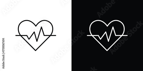 Heartbeat icon pictogram on White Background Editable Stroke.