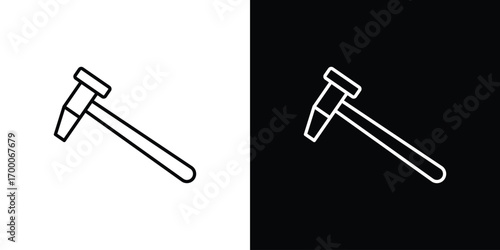 Hammer icon pictogram on White Background Editable Stroke.