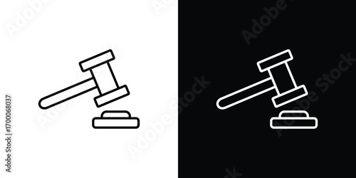 Gavel icon pictogram on White Background Editable Stroke.