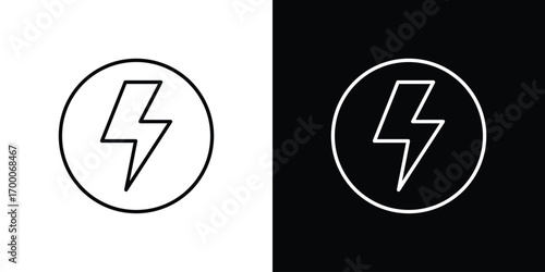 Flash icon pictogram on White Background Editable Stroke.