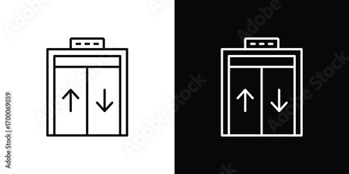 Elevator icon pictogram on White Background Editable Stroke.