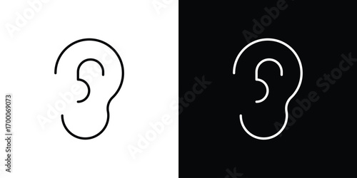 Ear icon pictogram on White Background Editable Stroke.