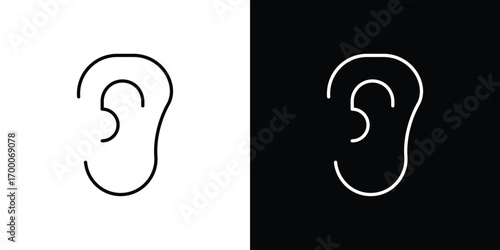 Ear icon pictogram on White Background Editable Stroke.