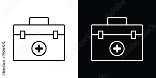 Doctor bag icon pictogram on White Background Editable Stroke.