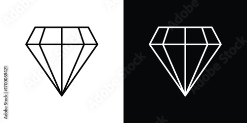 Diamond icon pictogram on White Background Editable Stroke.