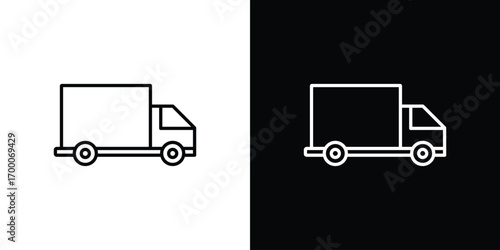 Delivery van icon pictogram on White Background Editable Stroke.