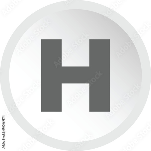 Grey letter h emblem inside white octagon symbol clean minimalist design illustration