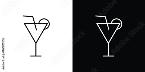 Cocktail icon pictogram on White Background Editable Stroke.