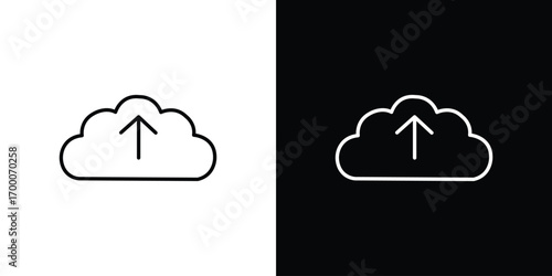 Cloud upload icon pictogram on White Background Editable Stroke.