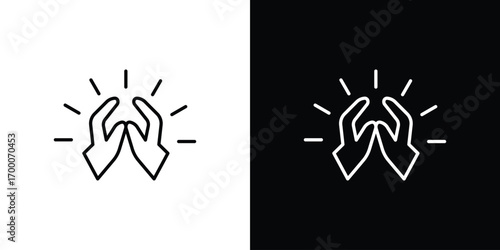 Clap icon pictogram on White Background Editable Stroke.