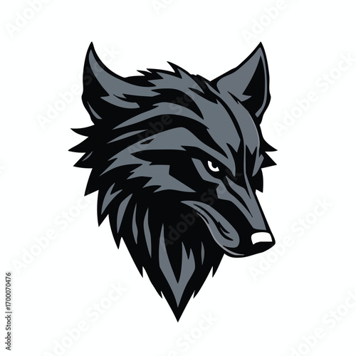 A stealthy wolf's head is rendered in profile  with a sleek  minimalist banner underneath.