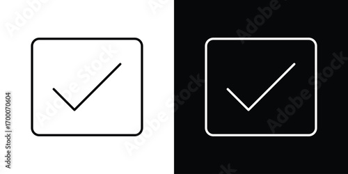 Checkmark icon pictogram on White Background Editable Stroke.