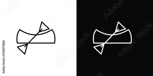 Canoe icon pictogram on White Background Editable Stroke.