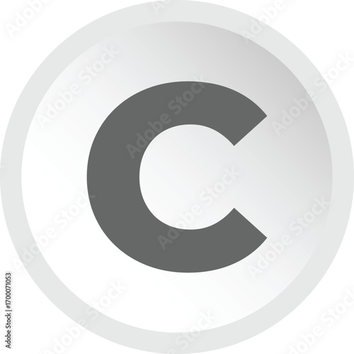 Geometric gray letter c emblem octagonal shape isolated graphic element illustration